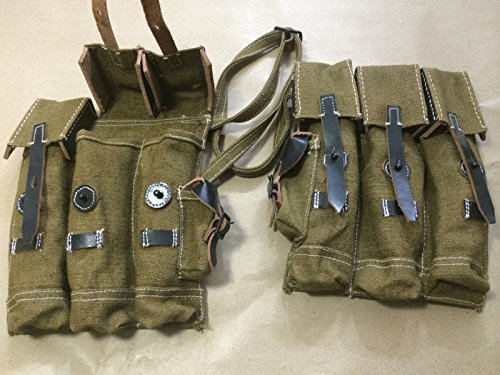 SUNSHINE EXPORTS WWII German MP44 MP 44 Stg44 Magazine Pouch Set - Jute n Leather