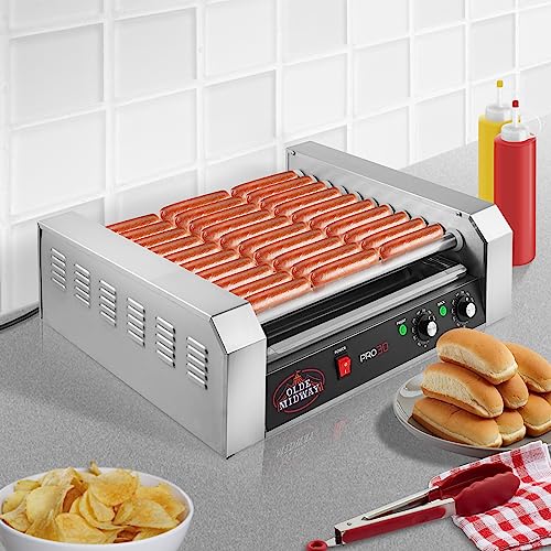 Olde Midway Electric 30 Hot Dog 11 Roller Grill Cooker Machine 1400-Watt - Commercial Grade - Thumbnail 7