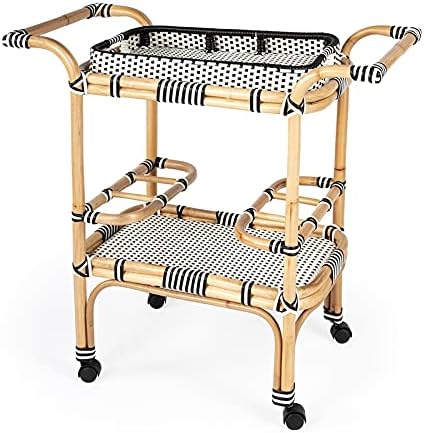Beaumont Lane Black & White Rattan Bar Cart