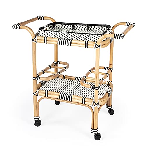 Beaumont Lane Black & White Rattan Bar Cart #TOP26