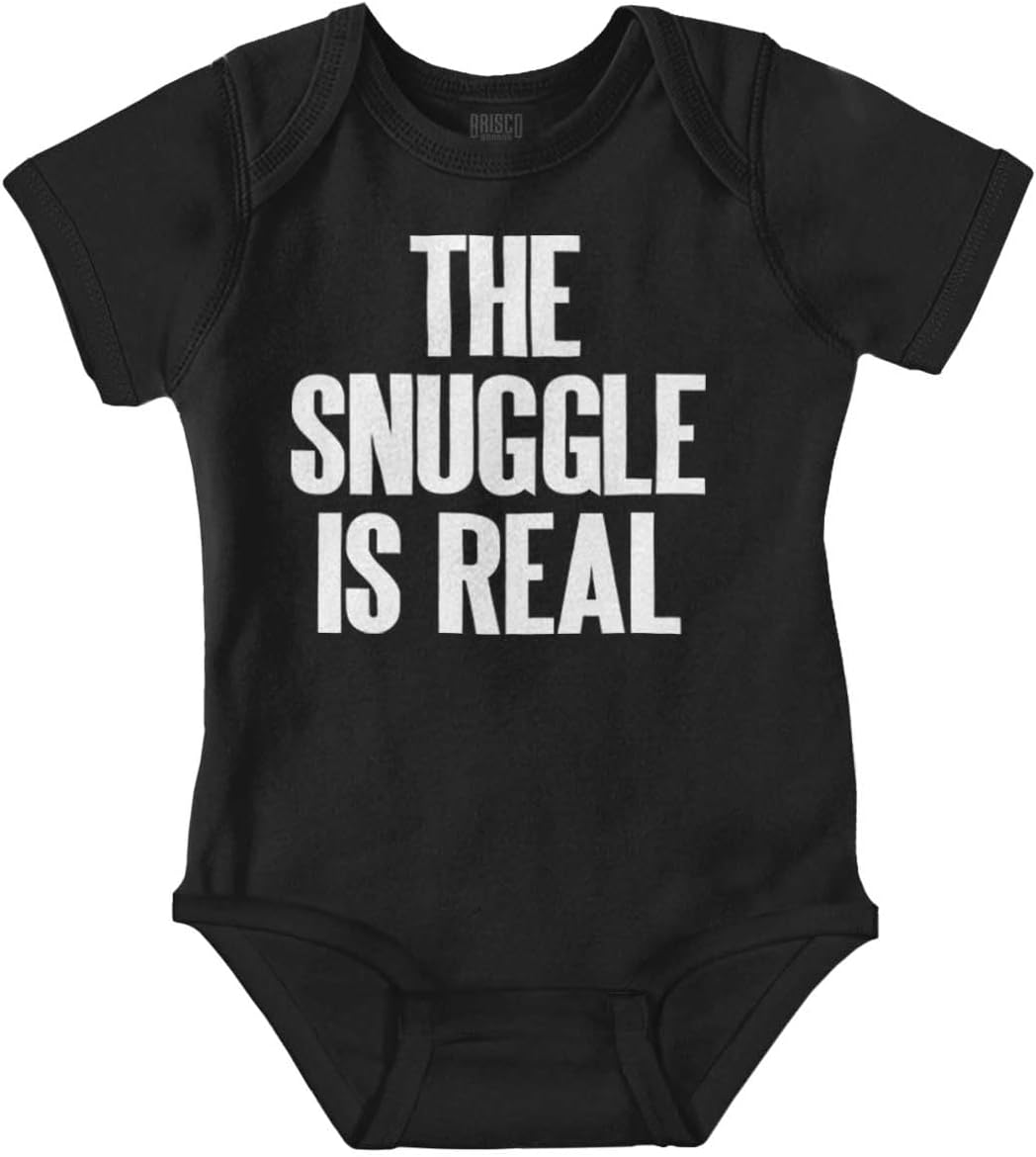 Brisco Brands The Snuggle Is Real Humor Pun Cute Baby Romper Boys or Girls