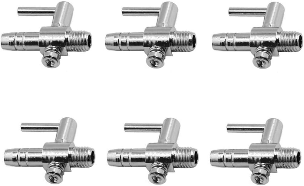 Higomall Aquarium Air Flow Control Valve Distributor Splitter Pump Accessories Single Way Screw Adapter Stainless Steel, 6 Pack