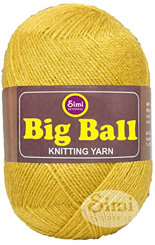Image of Big Ball Mustard (600 gm) Wool Ball Hand Knitting Wool /Art Craft Soft Fingering Crochet Hook Yarn, Needle Knitting Yarn Thread dyeY Y ZCC