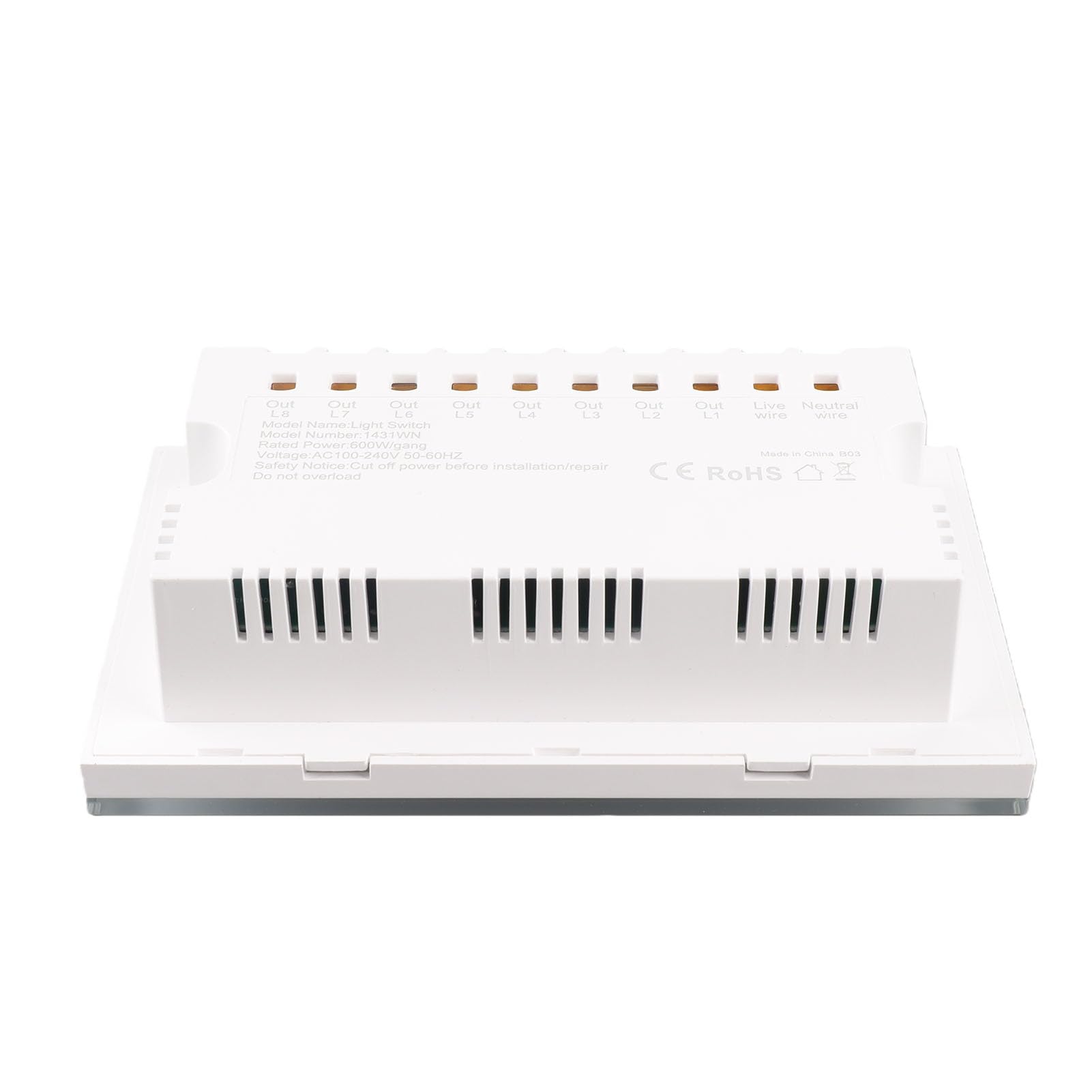 Alomejor Interruptor de Luz Táctil Panel WiFi Inteligente de 8 Bandas, Control Inalámbrico de Alta Sensibilidad para Automatización del Hogar, AC100-240V