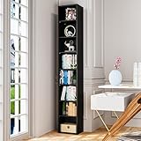 IRONCK Bücherregal Schwarz, Würfelregal mit 8 Ebenen, Schmales Regal für Wohnzimmer, Büro, Schlafzimmer, Arbeitszimmer, 23.6 x 30 x 180cm