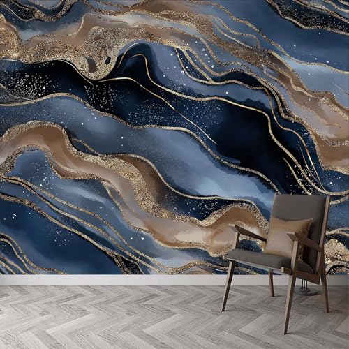 Papier peint mural abstrait à rayures en marbre agate pour salon 400x280