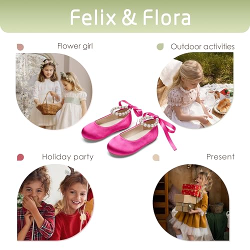 Image of Felix & Flora Girls Toddler Little Ballet Shoes - Flower Girls Mary Jane Flats Dress Shoes Party Wedding