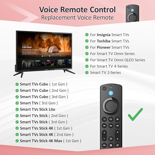 Image of Voice Firestick Remote Control for All Firestick Smart TV Remote, Fit for TV Cube /Stick 4K Max /Stick 4K(1st /2nd Gen), TV Stick, Stick Lite, Fit for Insignia Toshiba TCL Hisense Smart TV