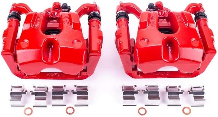 PowerStop Rear Red Powder Coated Brake Caliper Pair for Chrysler 200 2015-17 | Jeep Cherokee 2014-20 - High-Temp Brake Caliper Upgrade, S5530