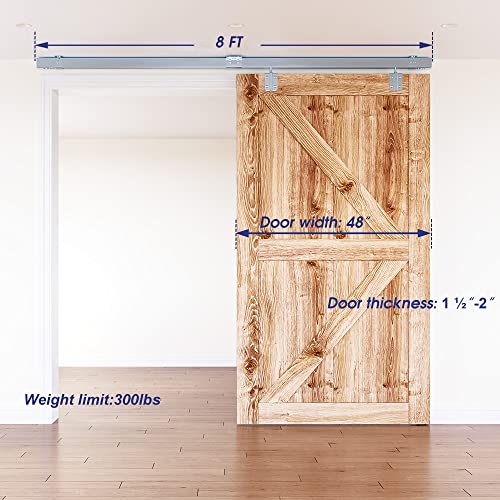 Smartsmith 8Ft Galvanized Box Rail Track Sliding Barn Door Hardware For Exterior Barn Door Raw Material, Smoothly And Quietly, Ceiling Mount Hardware,Easy To Install #TOP4