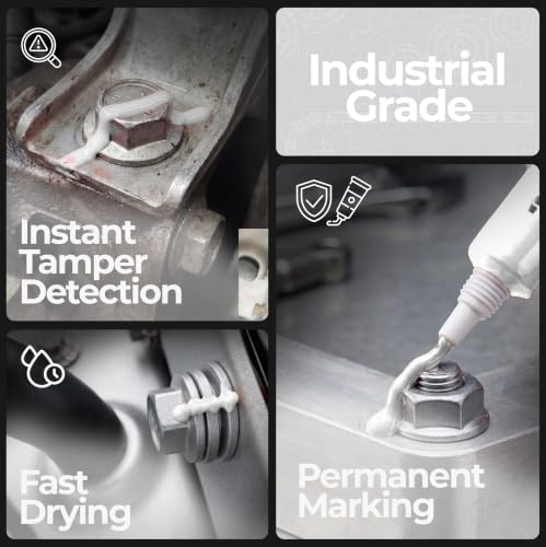 Image of White Torque Seal - Tamper Proof Cross Check Repair & Maintenance Warranty Torque Marker - 1.8 Oz Squeeze Tube Indicator for Bolts & Fasteners - Made in USA (Pack of 2)