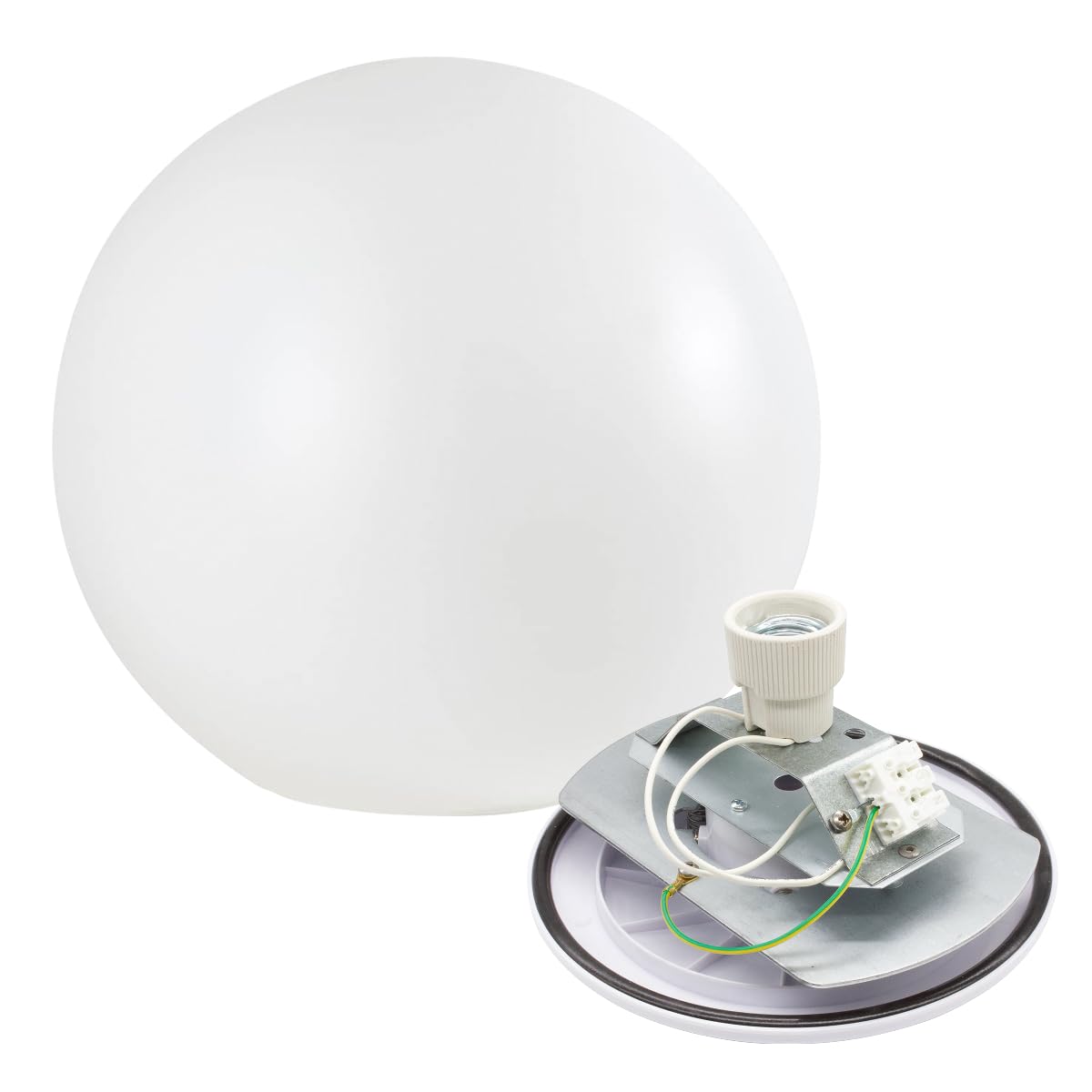 Farola Jardin Difusor Bola Lampara Exterior (Difusor 45 cm + Base E-27) Farolas Exterior Jardin, Globo Difusor Bola Farola Polietileno Blanca para Exterior Luz de Jardin Patio Luces Exteriores