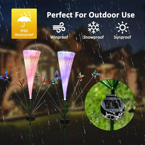 Image of Elegant and Luminous Fiber Optic Lights-Solar Garden Lights for Stunning Garden Decor, Featuring Bright LED Colors and Graceful Butterfly Details