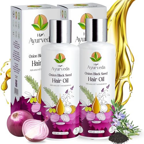 Advanced Onion & Black Seed Hair Growth Oil for Women & Men – Ayurvedic Herbal Hair Oil, SLS & Mineral Oil Free, Strengthens Hair, Reduces Hair Fall | Pack of 2