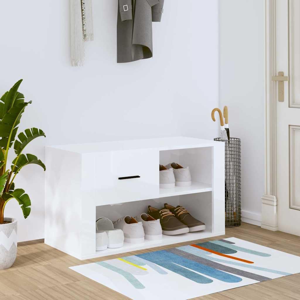 Szafka na buty biała lakierowana, 80 x 35 x 45 cm, drewno inżynieryjne, 2