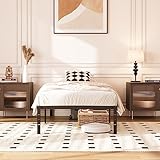 Besebay Twin Bed Frame, 18-Inch Tall Heavy-Duty Platform with Under-Bed Storage, Sturdy Metal Bed Frame for Mattress Support, No Box Spring Needed, Quiet Design, Easy Assembly, Black
