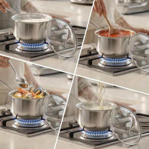 Image of Tri-Ply Stainless Steel Pot 1.5Qt & 2.5Qt with Lids