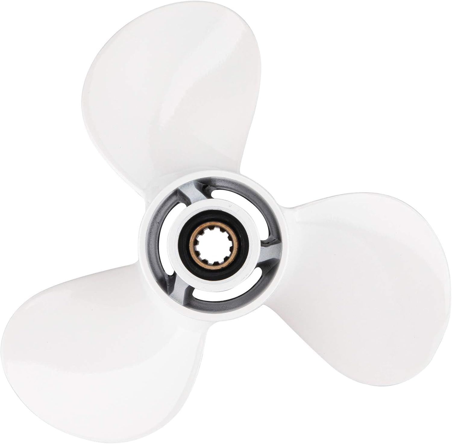 Bob's Marine 664-45945-00-EL 9 7/8 x 10 1/2 F Aluminium-Propeller für Yamaha 20 PS, 25 PS, 30 PS, Außenbordmotoren, 9,875 x 10,5, 10 Zähne. | 10 Verzahnung Aluminium Prop für Yamaha Außenbordmotoren 20-30HP RH