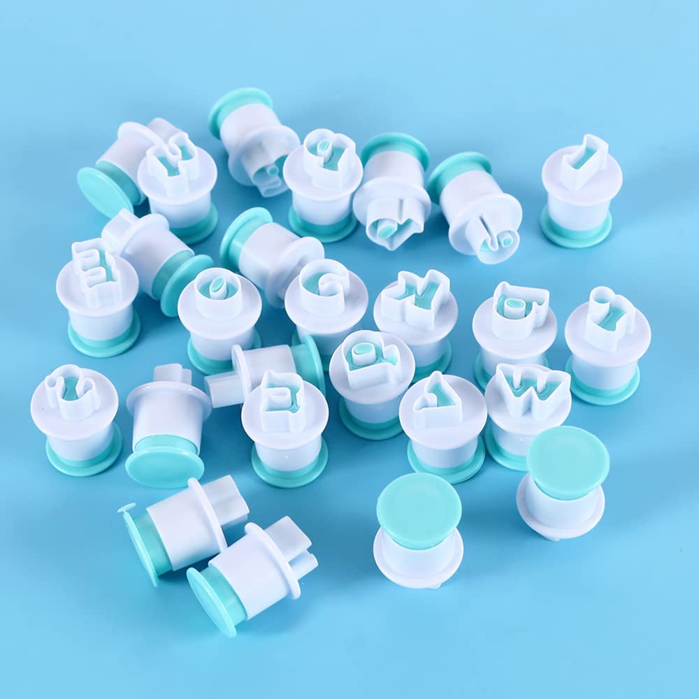 62Pcs Stampini per Biscotti a Forma di Lettere e Numero, Lettere Maiuscole & minuscole e Numeri Arabi Stampi per Torta Fondant, Cake Alphabet Plunger Set, Stampini Alfabeto Cookie Stamp per Torta