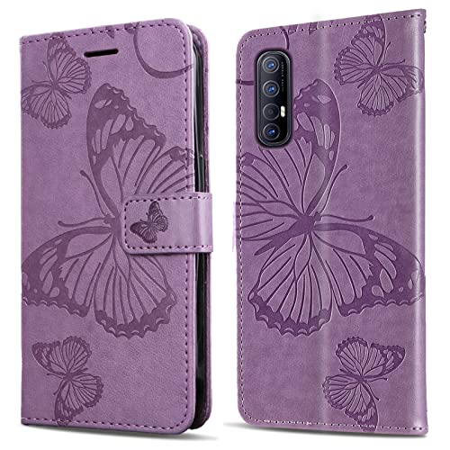 DENDICO Funda para OPPO Find X2 Neo/OPPO Reno 3 Pro 5G, Magnético Libro Funda de Cuero PU para OPPO Find X2 Neo/OPPO Reno 3 Pro 5G, Diseño en Relieve Carcasa con Ranura para Tarjeta, Púrpura