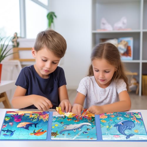 Image of Magnetic Puzzles for Toddlers 3-5 Toddler Puzzle Travel Toys (Sea)