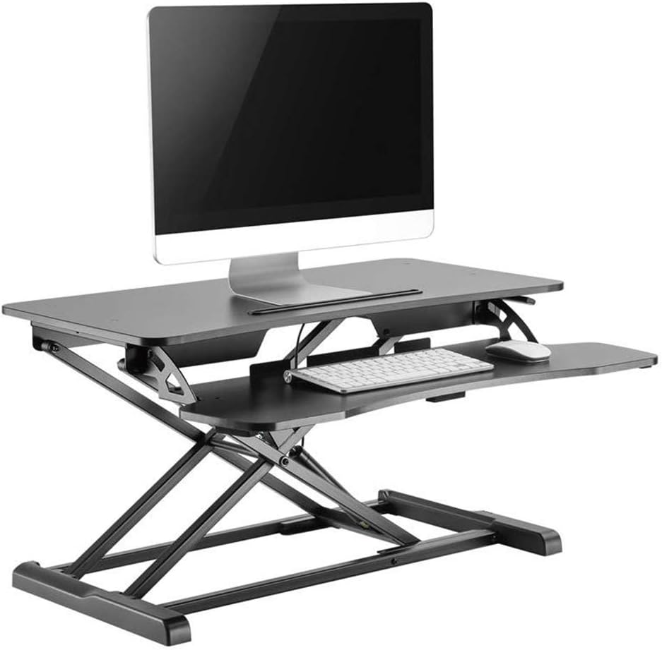 🔥 Hot Deals Monoprice Sit-Stand Riser Workstation Desk Converter - Black (31.5 x 15.7in) Table Top for Single Display, Height Adjustable 4.2-19.7 Max, Optimized for Cubicles - Workstream Collection