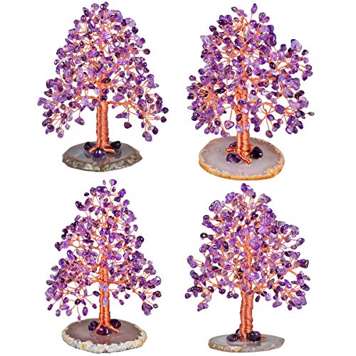 Arbre de cristal améthyste avec base géode d'agate mookaitedecor violet 15 cm