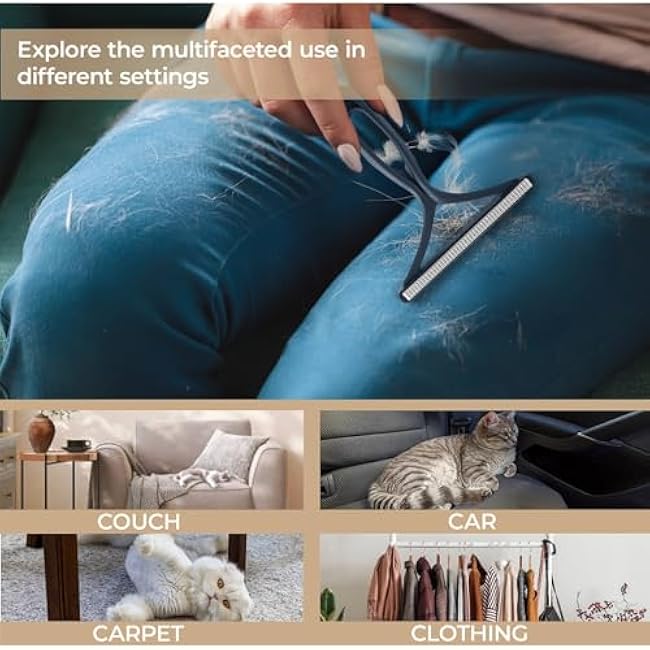 2-in-1 Pet Hair Remover Set - Pet Hair Removal Gloves ¨C Electrostatic Grooming Gloves & Lint Remover Brush to Clean Cat & Dog Hair on Couch, Furniture, Carpet, Rug, Pet Bed, Curtain, & Upholstery-oBaGIdvm