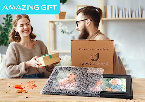 JD Concept Vertical Horizontal Combo, Art Double 5x7 Black Wood Foldable Picture Frame - Opening 4.5x6.5 - for 5 by 7 Portrait and Landscape View