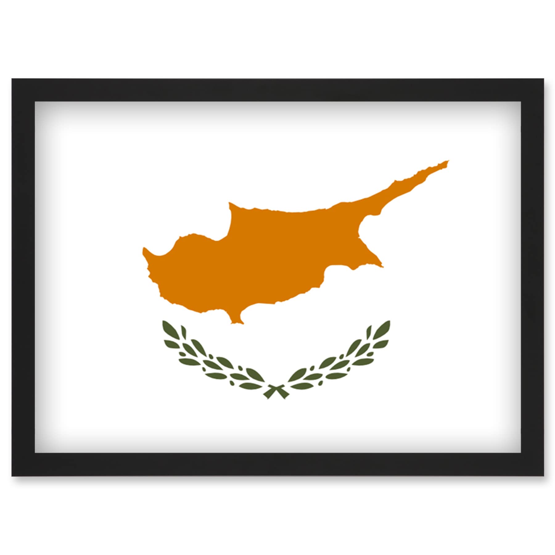 Artery8 Cyprus National Flag Patriotic Vexillology World Flags Country Region Poster Artwork Framed Wall Art Print A4