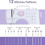 Sewing Machine, Basic Sewing Machine with Foot Pedal, Stitching Machine For Children With Sewing Kit, Dual Threads Electric Tacking Machine for Beginners (Table + Kit) (Purple Accent)