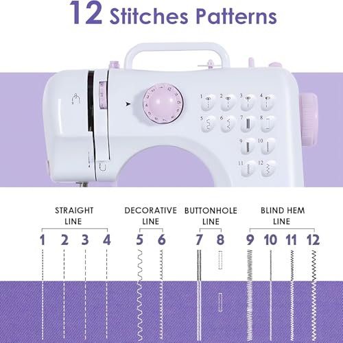 Machine à coudre pour débutants avec table d'extension et kit de couture violet