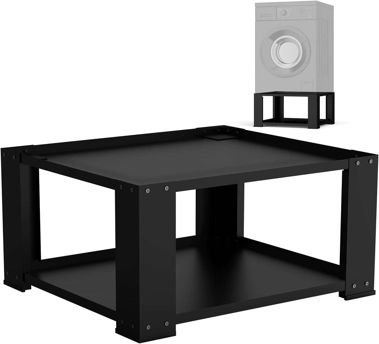 SKM Washer and Dryer Stand - 27" & 28" Heavy Duty Steel Pedestal, 700lbs Capacity, 15.7" Height, Universal Washing Machine Raiser, Black