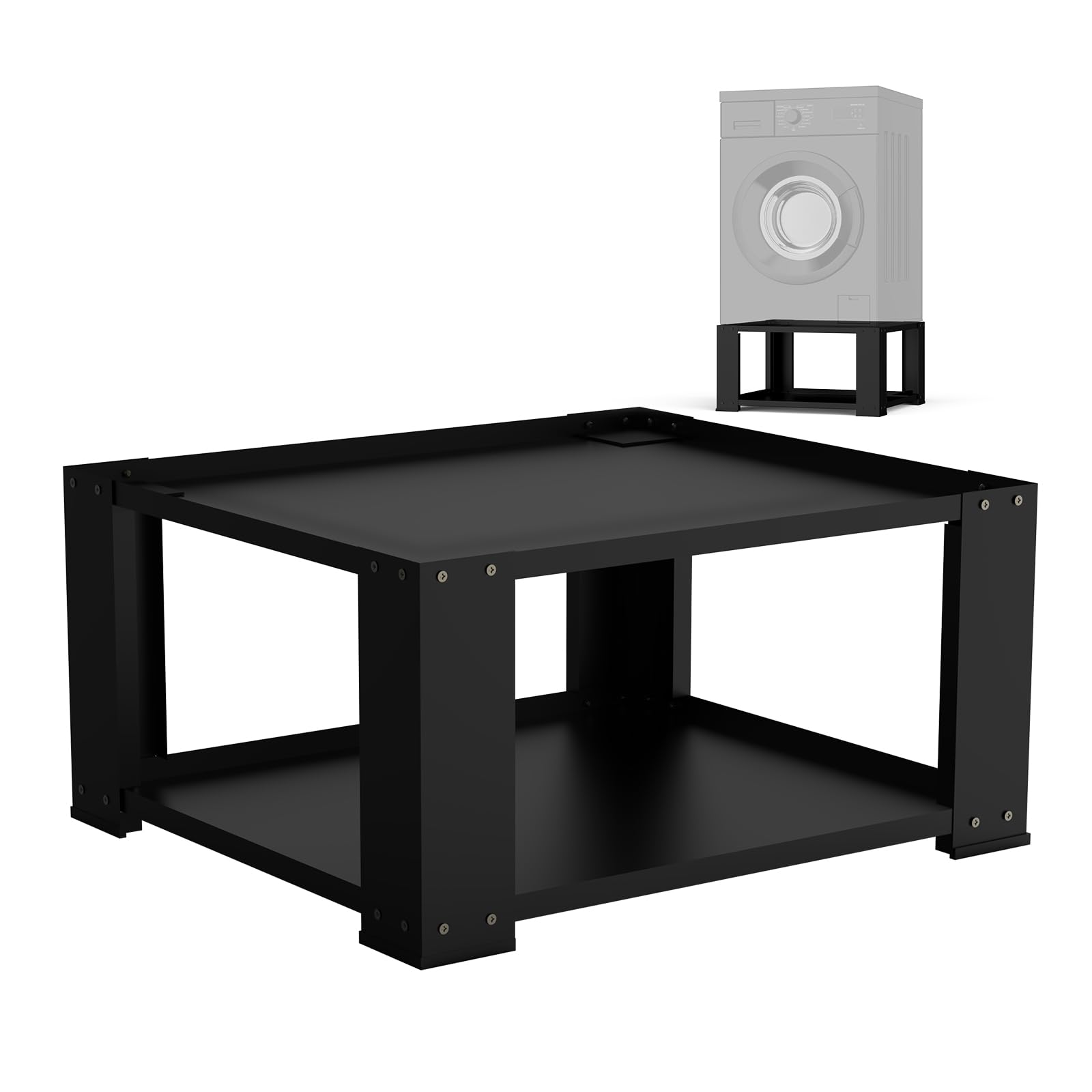 SKM Washer and Dryer Stand - 27" &amp; 28" Heavy Duty Steel Pedestal, 700lbs Capacity, 15.7" Height, Universal Washing Machine Raiser, Black