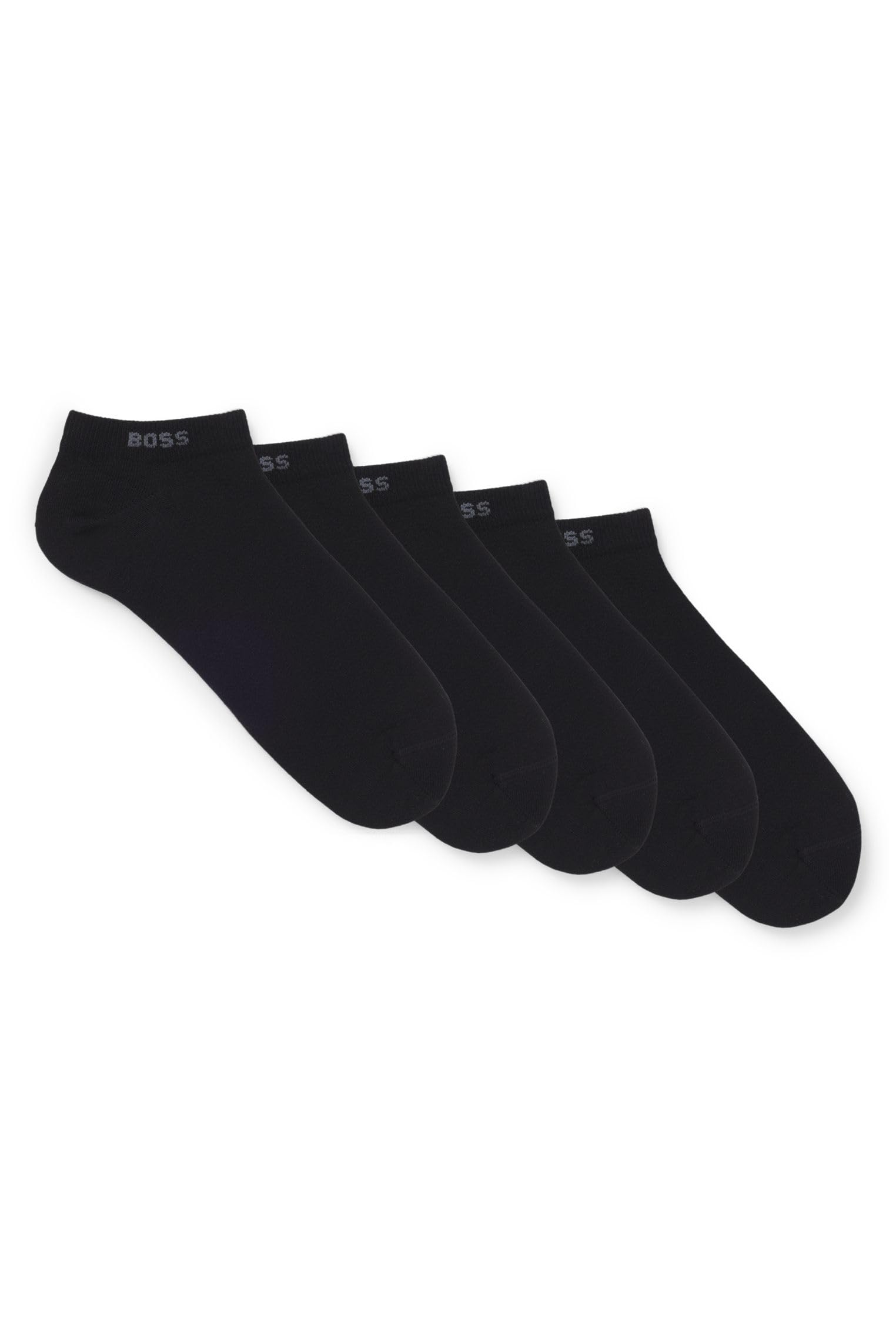 Boss Men's Black001 5P As Uni Cc Five-Pack Of Cotton-Blend Ankle-Length Socks With Branding