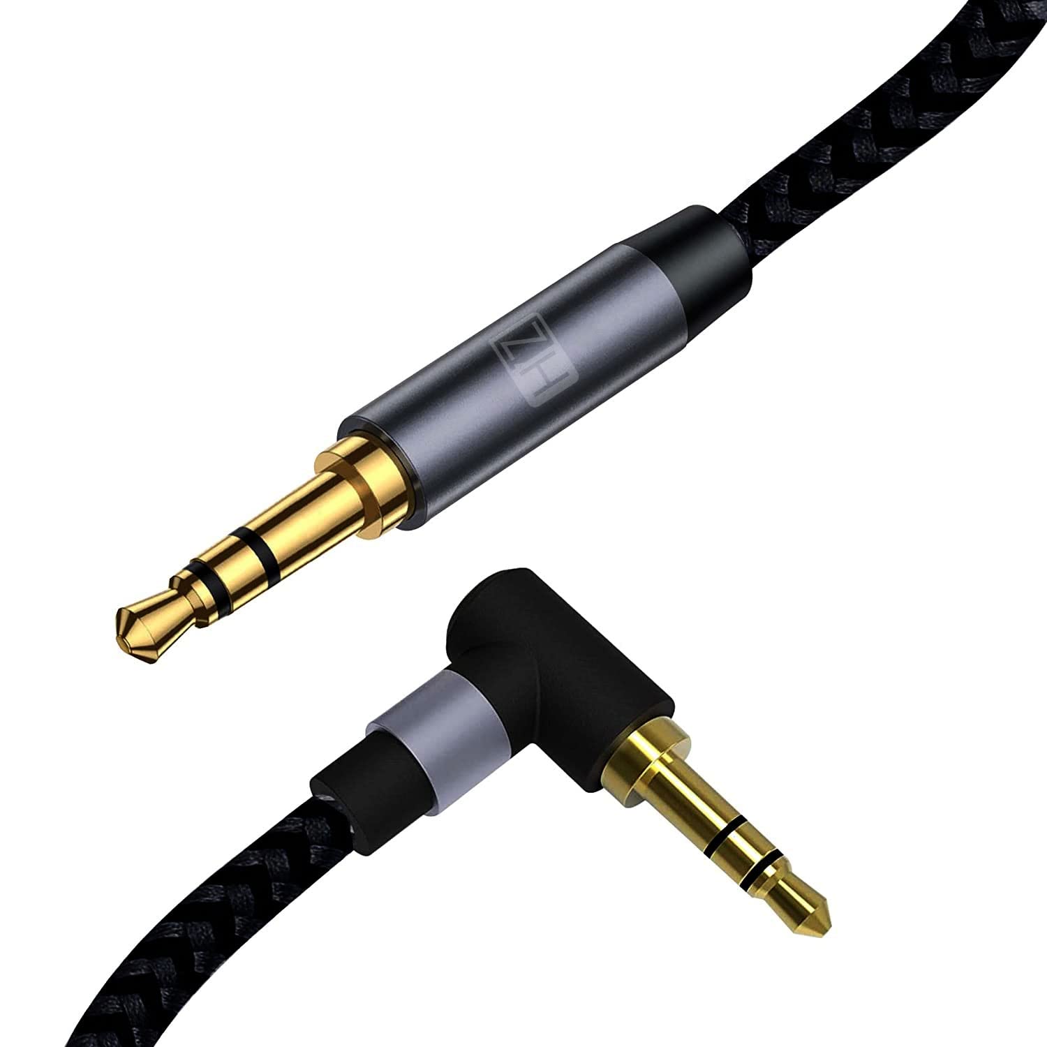 アクセサリー RHT HEATZ 2 meter Nylon Braided 3.5 Right angle Aux cable male and