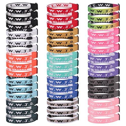 45PCS WWJD Bracelet Pack for Women Men, Christian Jesus Wristbands Gifts, W.W.J.D Adjustable Bracelets What Would Jesus Do Bracelet