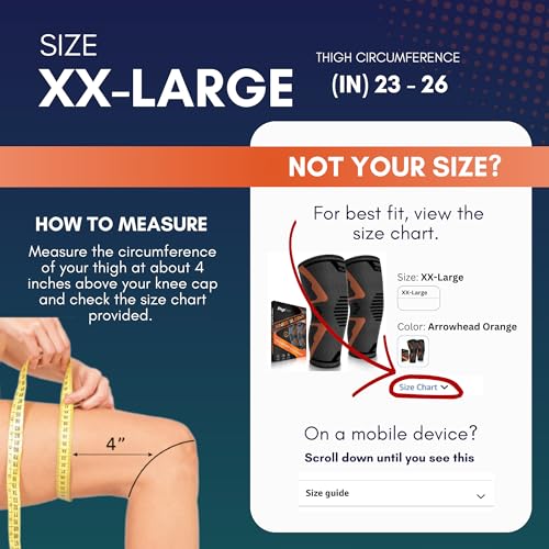 Image of PhysFlex Knee Brace for Pain Relief - Knee Compression Sleeves for Men and Women - Support for Weightlifting, Gym, Workout, Volleyball, Arthritis (2XL, Black)