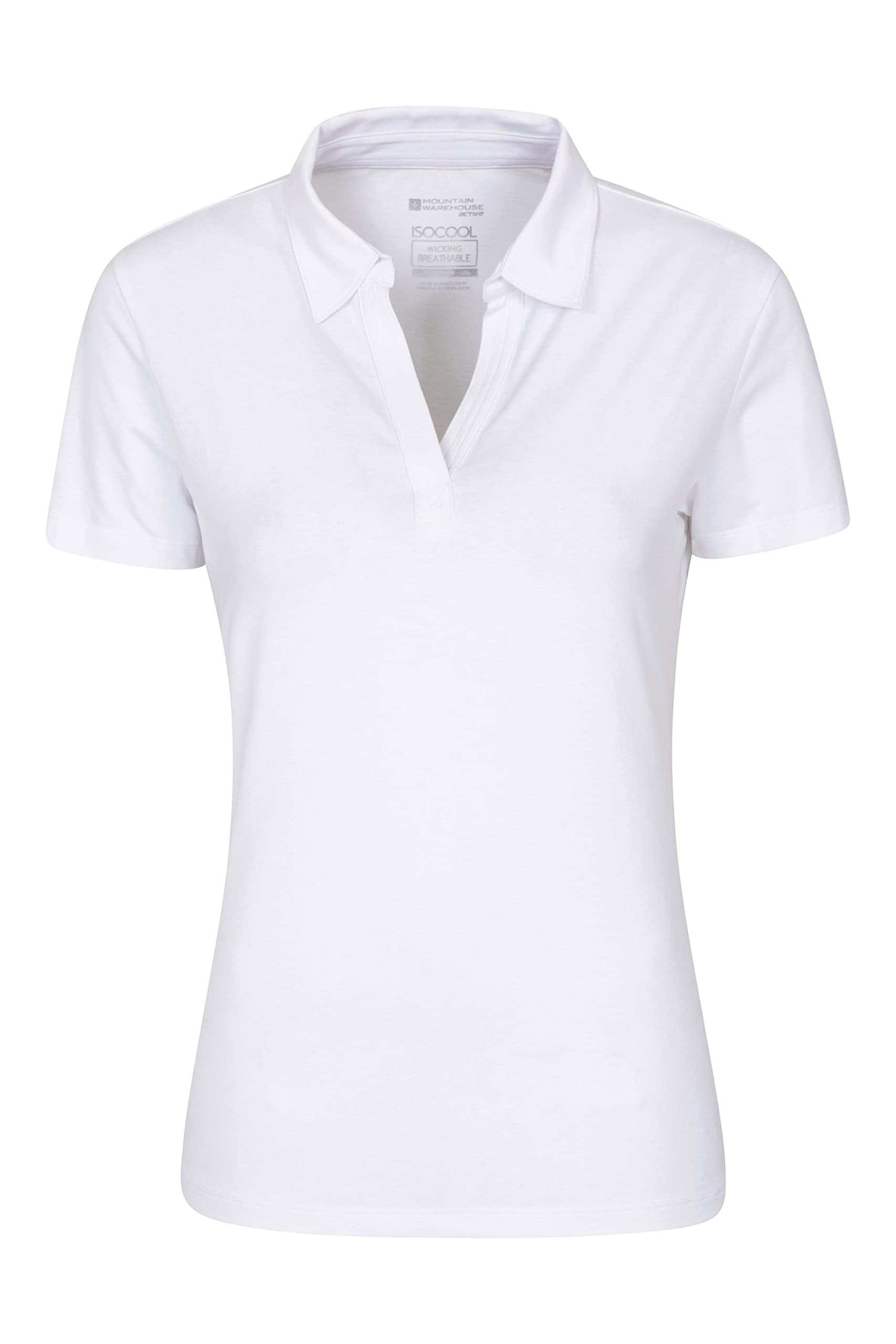 Mountain Warehouse Women's White Uv Polo - Uv Protection T-Shirt, V Neck Top, Lightweight Tee Shirt - For Spring Summer Running, Hiking & Outdoors Size 6