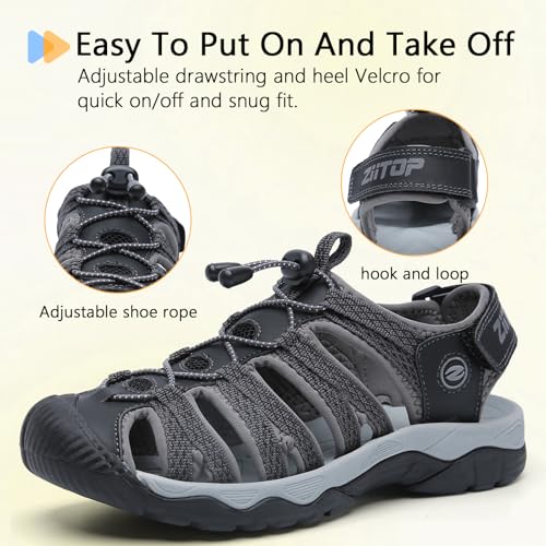 ziitop Womens Hiking Sandals Closed Toe Summer Outdoor Adventurous Beach Sandals Lace Adjustable Double Buckle Water Shoes2