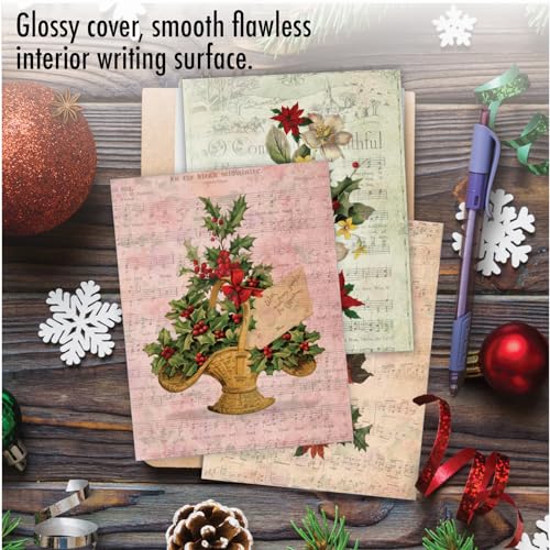 Image of The Best Card Company - 10 Holiday Note Cards for Christmas - Festive Bulk Assortment, Boxed Notecards with Envelopes (4 x 5.12 Inch) - Holly Notes M6650XSG