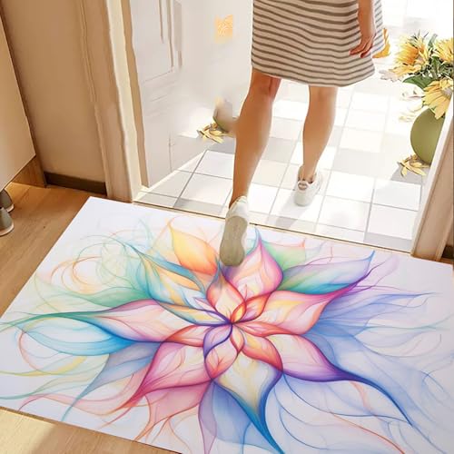 Paillasson géométrique 40x60cm tapis de sol lavable abstrait - 5