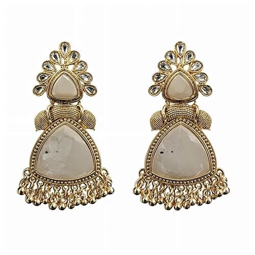 Image of Premium Oxidized Gold Chunky Jhumki Earrings for Women - Heavy Statement Jhumka with Long Chain & Ghungroo Drops | Anti-Tarnish Hypoallergenic Mirror Finish | Bridal, Navratri, Garba, Diwali