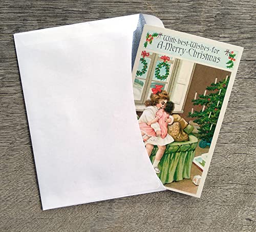 Image of PIXILUV CHRISTMAS CHILDREN (Pack of 12) Notecards Small Greeting Cards # Cute Christmas Children and Sweet Wishes ~ Vintage Christmas Postcards Reprint