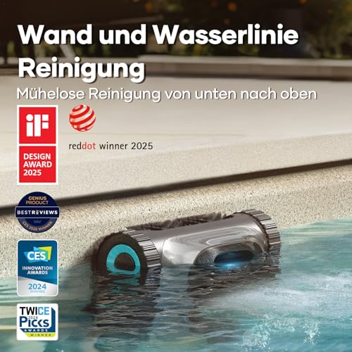 AIPER Scuba S1 Poolroboter Boden und Wand, Kabelloser Poolsauger mit Wandklettern, Intelligenten Navigation 2.0, 150 Minuten Batterielaufzeit, Poolreiniger für Eingelassene Pools bis zu 150㎡ – Bild 4