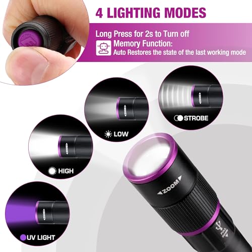 image for EverBrite Rechargeable Pen Flashlight with UV Light and White Light, 3