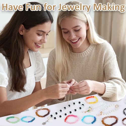 Image of XSEINO About 1200PCS 6mm Glass Beads Bracelet Making Kit,24 Assorted Black and White Series Colorful Crystal Beads for Bracelet and Jewelry Making and DIY Crafts,Friendship Bracelets