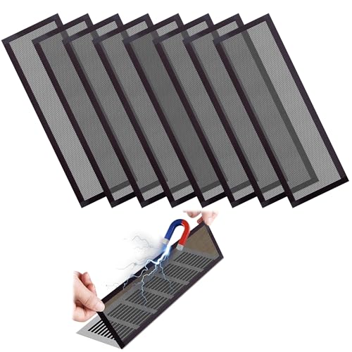 Image of 8pcs Floor Vent Mesh Covers, 5.5x12" Magnetic Air Vent Screen Register Trap, Rectangle PVC Floor Register Mesh Cover for Wall Ceiling Floor Catch Debris Hair Insect