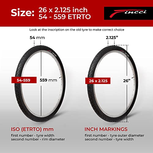 Fincci Pair 26×2.125 Bicycle Tire with 26 inch Bike Tube