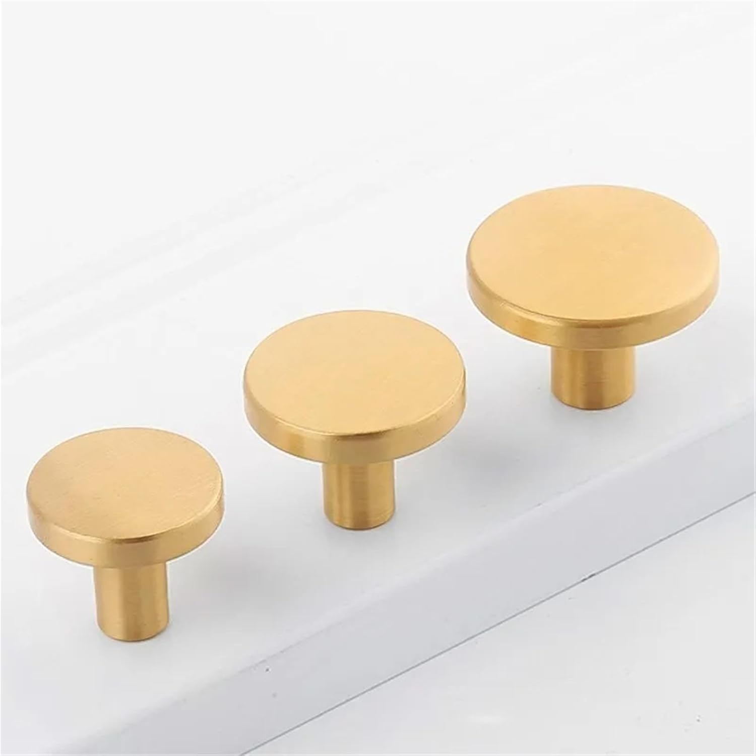 Round Brass Kitchen Cabinet Drawer Knobs Gold Furniture Cupboard Door Knobs 1Pcs(28x20mm)